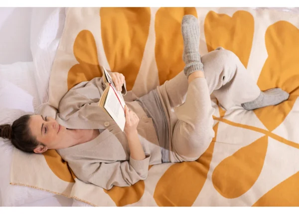 LUCA flanell cotton throw "large leaves" (GRS) - Image 4
