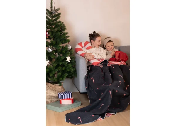 SILVRETTA cotton throw "candy canes allover" (GRS) - Image 4