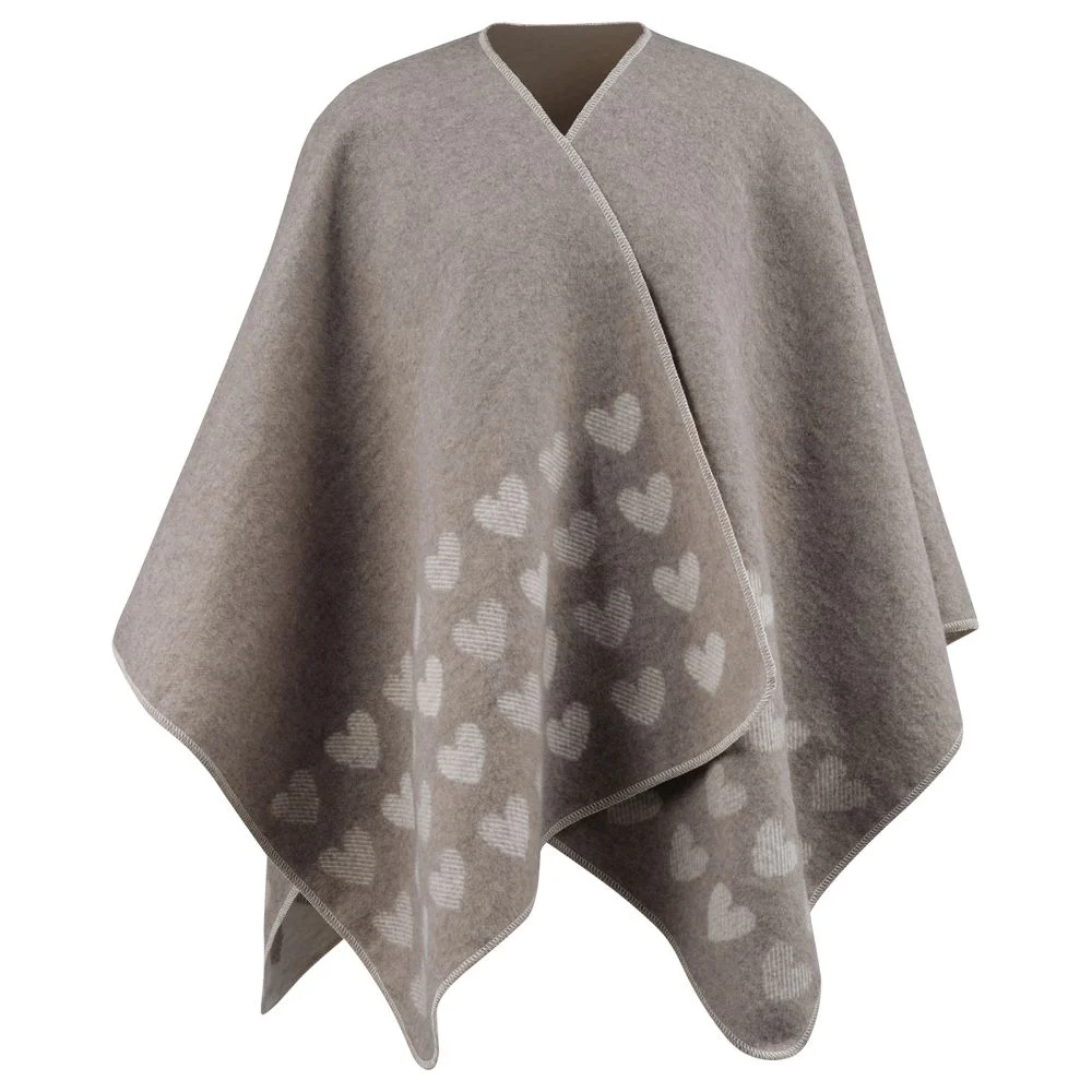 SILVRETTA Poncho „Herzen“ one size (GRS) - schlamm