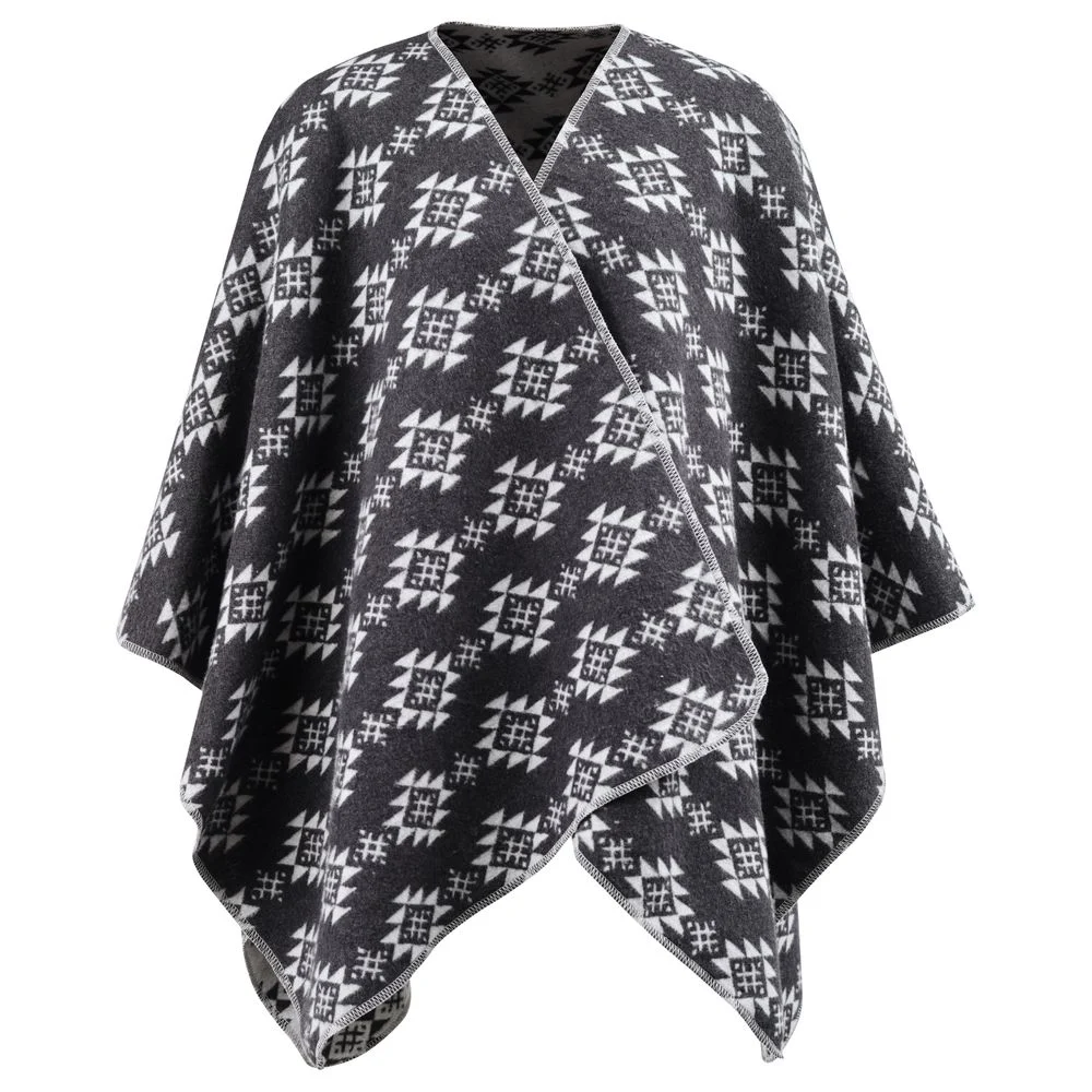 SILVRETTA Poncho „Aztek“ one size (GRS) - anthrazit